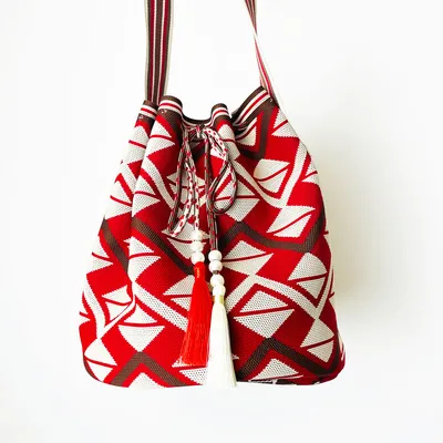 Custom Mixed Color Weaving Tote Shoulder Bag Reusable Durable Promotional Huge Bag