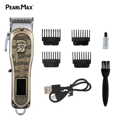 Pearlmax Electric Rechargeable Cordless High Quality Men Body Metal LCD Hair Clipper