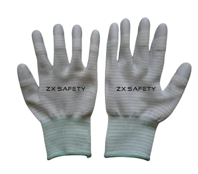 U3 Antistatic Stripe ESD Carbon PU Fingertips Coated Gloves