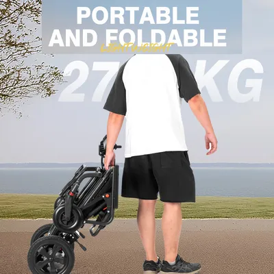 Portable Electric Power Wheelchair with High-Carbon Steel and Folding Design