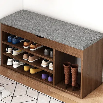 Entry Shoes Changing Stool Luxurious Seated Shoe Cabinet for Home Storage Wood Shoes Wearing Stool