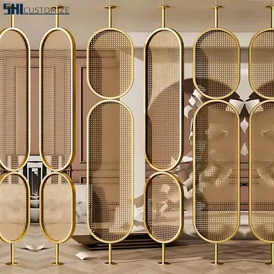 Modern Art Deco Lighted Glass Metal Room Divider, Freestanding Partition for Living Room & Commercial Space