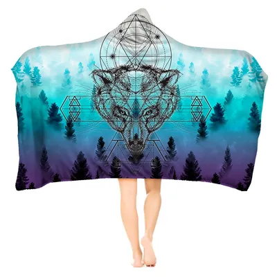 Creative Design Warm Wearable Blanket Over Size Fleece Hoodie Sweatshirt Blanket for Winter
