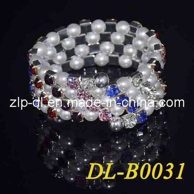 Pearl and Rhinestone Bangle / Bracelet & Bangle / Bride Bangle (DL-B0031)