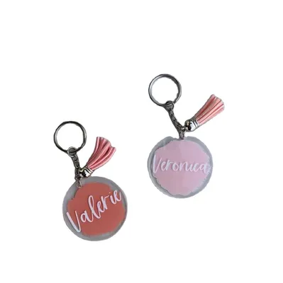 Dly Blanks Tassel Pendant Keyring Transparent Circle Discs Circle Clear Round Acrylic Base Keychain