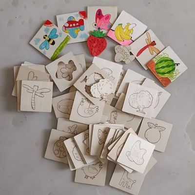 Montessori Kids Drawing Toys Wooden Stencils Learning Education