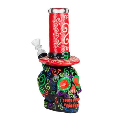 Skull 3D Hand Painted Glow in Dark Water Smoking Pipe