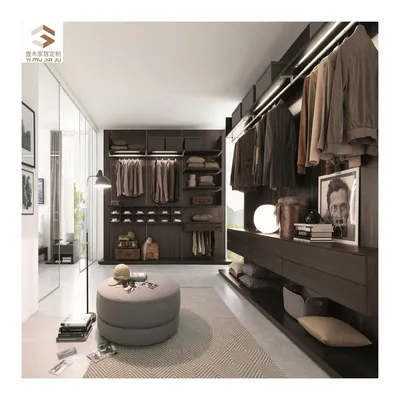 Custom Contemporary Design Solid Wood Apartment Bedroom Wardrobe Cabinet