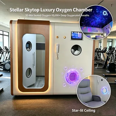 High-End Private Hbot Chamber with Full Star Sky Ceiling Decoration Dual-Seat Carbon Fiber Oxygen Cabin 1.5/1.9/2.0 ATA for Resort Wellness Room