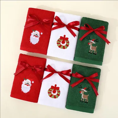 Christmas Hand Towels Decorative Set Holiday 100% Cotton Towel