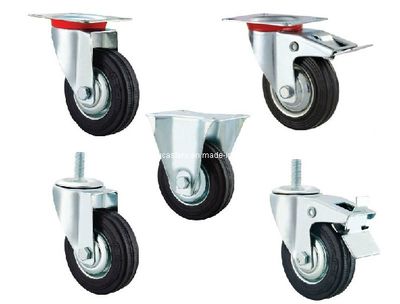 Industrial Black Rubber on Cast Iron Caster