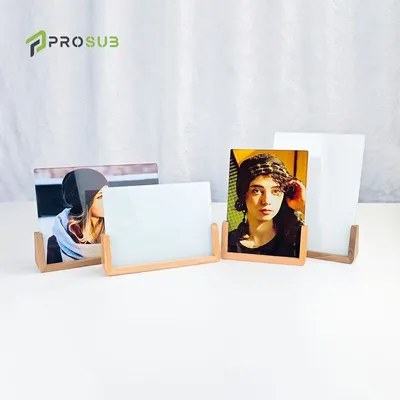 Prosub Blank Sublimation Glass Picture Frame - DIY Custom Photo Plaque with Beveled Edges, Elegant Desk Stone-Alternative Frame for Heat Press