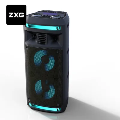 Dual 6.5 Inch Bluetooth DJ Trolley Private Model Speaker Powered Karaoke Flashing Light Party DJ Mini Speakers with Handle Portable