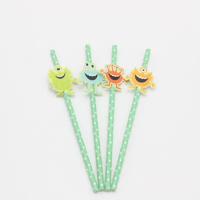 Eco-Friendly Floral Cartoon Paper Straws for Special Events