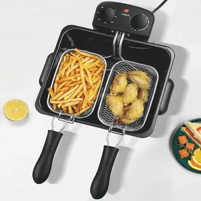 Stainless Steel 4L Non-Stick Enamel Electric Visual Window Deep Fryer with Basket