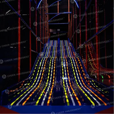 Custom Indoor Playground with LED Slides, Trampoline Park, Ninja Course & Super Climber Cheer Amusement