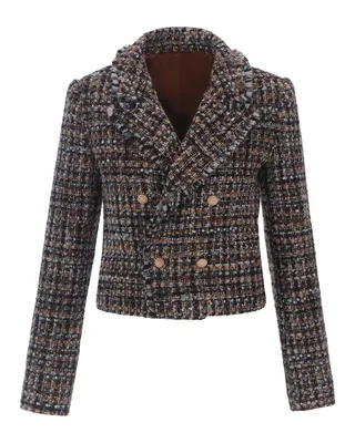 Stylish Ladies Colorful Wool Tweed Blazer Jacket for Women
