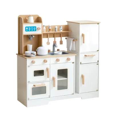 5-Foot Wholesale Children Wooden Big Plastic Baby Toy Play Kitchen Accessory Set Items Furniture Kitchen with Trolley for Dolls
