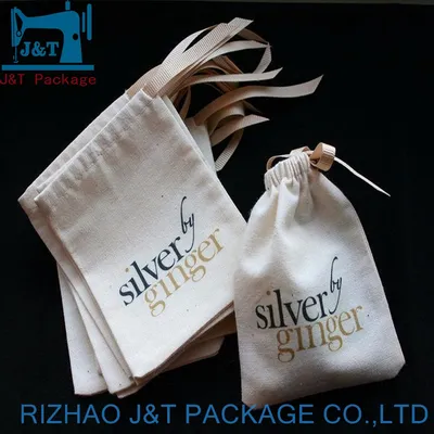 Customized High Quality Reusable Small Drawstring Cotton Muslin Bag
