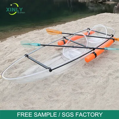 Durable 2 Person PC Poly Carbonate Transparent Clear Kayak Boat with Aluminum Frame