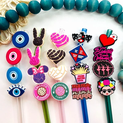 Personal Customized Straw Topper Rubber Sublimation Straw Topper Charms Custom Straw Toppers for Tumbers Wholesale