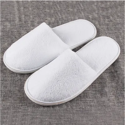 China Factory Coral Fabric White Bulk Luxury Hotel Slippers Custom Logo