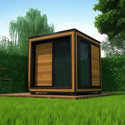 Triunity Heavy-Duty All-Weather Prefab Outdoor Square Sauna Chamber Building - 4 Person Commercial Modular Dry Heat Timber Facility for Resort SPA Project