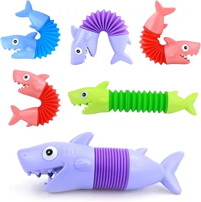 Newest Stretch Pipe Shark Fidget Pop Tube Toy for Kids