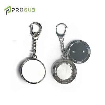 Prosub Wholesale Zinc Alloy Metal Keychain Sublimation Printing Aromatherapy Oil Diffuser Round Shapes Keychain Dly Fashion