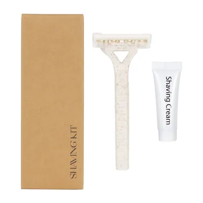 5 Star Hotel Shaving Kits Straw Handle Stainless Steel Twin Blade Disposable Razor