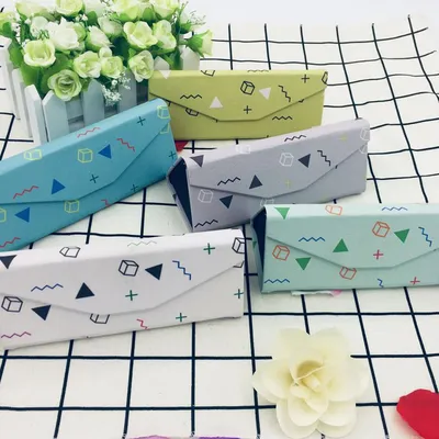 Printing Custom Pattern Triangle Folding Portable Hand-Made Glasses Case