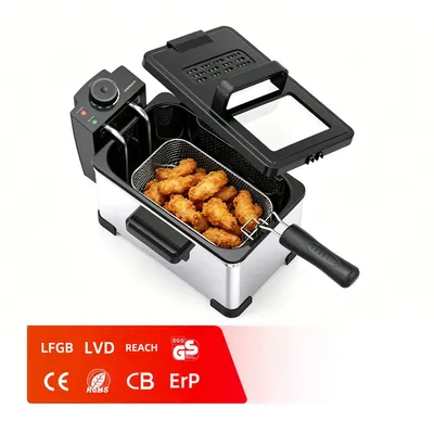2 Liter Capacity Electric Deep Fryer with Adjustable Temperature Control