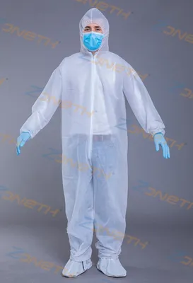 50GSM SMS Non-Woven Disposable Protective Coverall Without Taping White Blue CE FDA AAMI Level 2 ISO9001 ISO13485