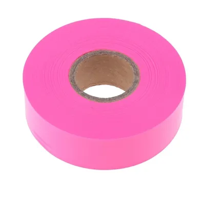 Fluorescent Pink 1inchx 50m Non-Adhesive Survey Ribbon PVC Masking Flagging Tape