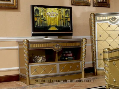 0016 Golden Color Classical Luxury Living Room TV Rack 