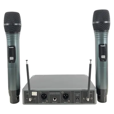 Mic Wireless All Metal Good Quality Factory Price OEM ODM Handheld Microphone Popular Sing 2 Voice Tube USB Church Teaching Mic