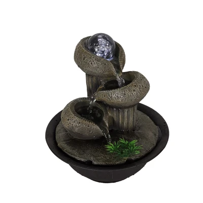 Modern Resin Craft Tabletop Water Fountain with LED Lights