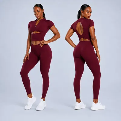 2026 Hot Sale Gym Wear Women Sport Wear Clothing Custom Logo Solid 2 Piece Set Yoga Set