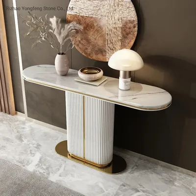 Narrow Marble Top Console Table with MDF Base