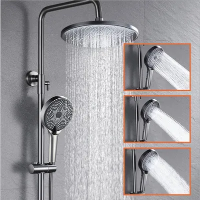 Popular Selling Piano Button Shower Set Three Fuction Gun Grey Color
