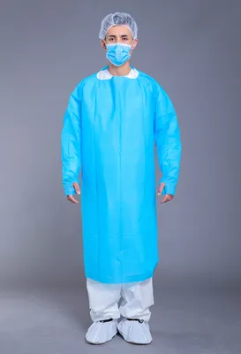 20GSM CPE Disposable Plastic Isolation Gown Light Blue Clothing CE FDA ISO9001 ISO 13485 Level 2
