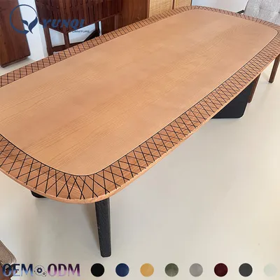 Modern Textured Leg White Ash Decorative Edge Dining Table