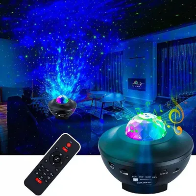 Dropshipping Smart Remote Control Music LED Projector 2022 Powerful Speaker Star Projector Night Light, Christmas Decoration LED Light
