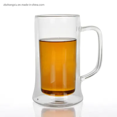 Double Glass Beer Mug Hand Made Heat Resistant Glass Beer Mug