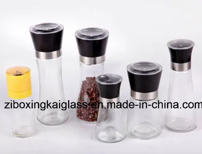 Clear Glass Spice Jar with Grinder Cover