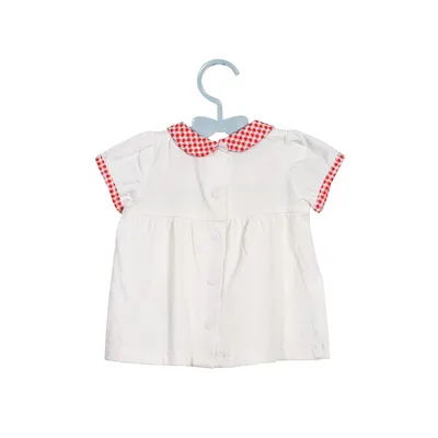 Summer Trend New Fashion White Blouse with Heart-Printed Collar for Girls