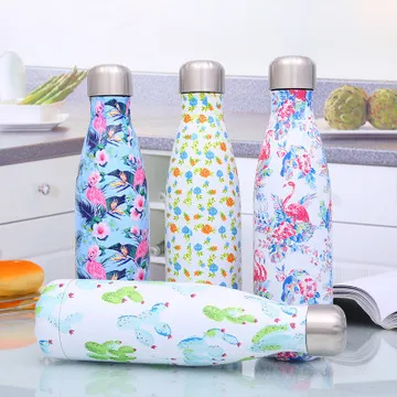 Sports Water Bottle Cola Shapped Bottle Thermal Travel Cup Double Wall Stainless Steel