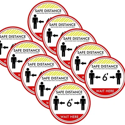 Distance Warning Sign Floor Sticker for Social Distance