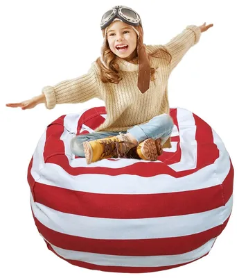 Stuffed Animal Storage Bag Red and White Stripes