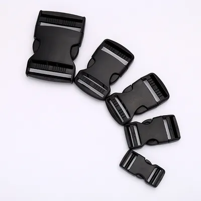 Eco-Friendly POM Plastic Side Release Buckle for Bag Hardware, Black Double Adjustable Webbing Buckle for Backpack Straps